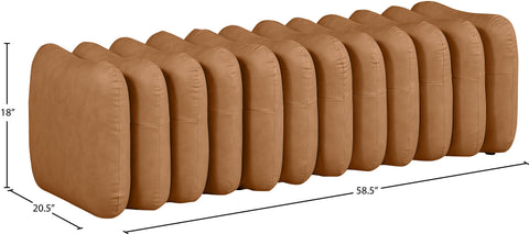 Celine Cognac Vegan Leather Upholstered Bench, 1 Piece