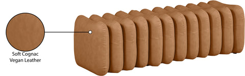 Celine Cognac Vegan Leather Upholstered Bench, 1 Piece