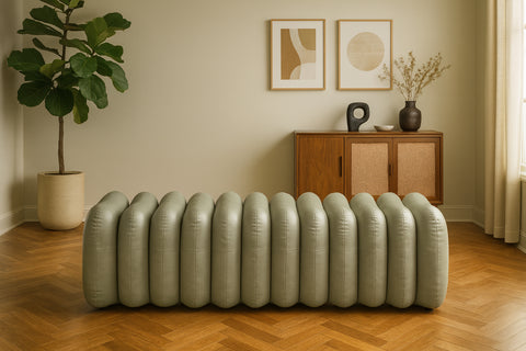 Celine Green Vegan Leather Upholstered Bench, 1 Piece