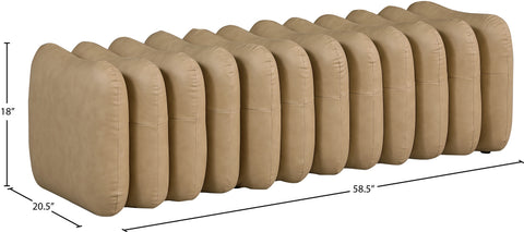 Celine Tan Vegan Leather Upholstered Bench, 1 Piece