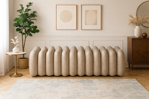 Celine Taupe Vegan Leather Upholstered Bench, 1 Piece