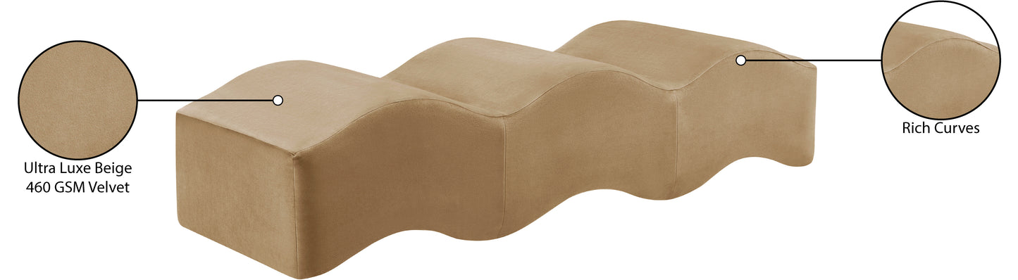 kinsley beige velvet bench