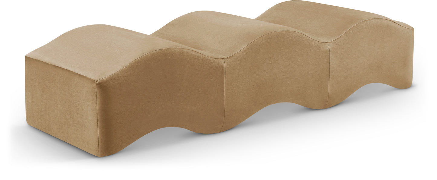 kinsley beige velvet bench