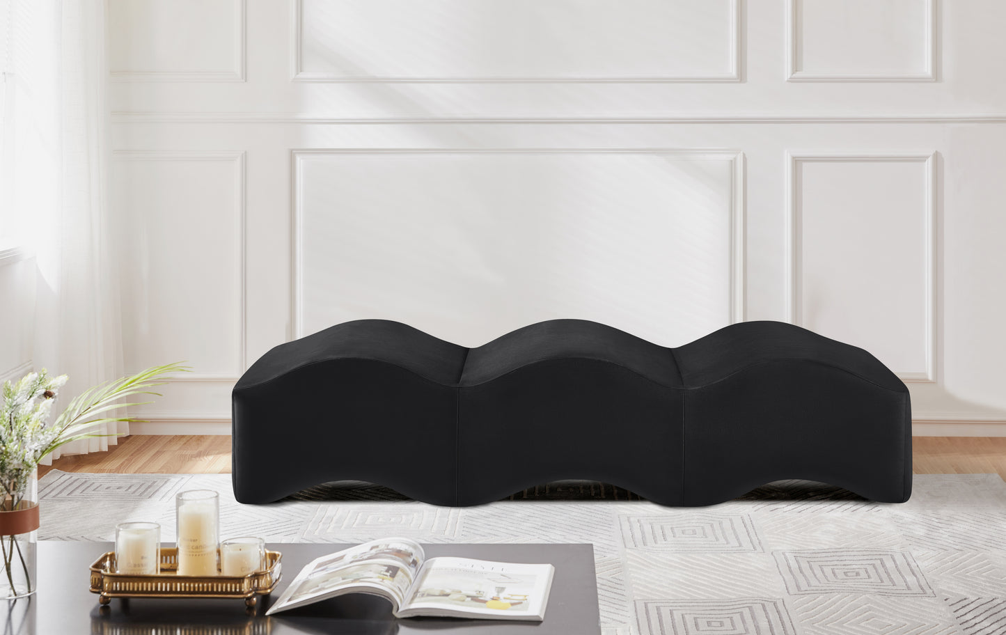 kinsley black velvet bench