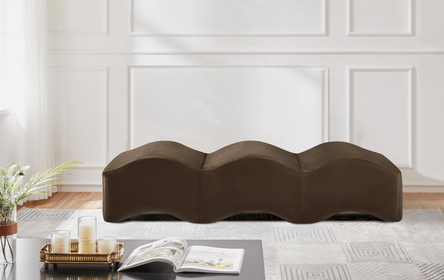 kinsley brown velvet bench