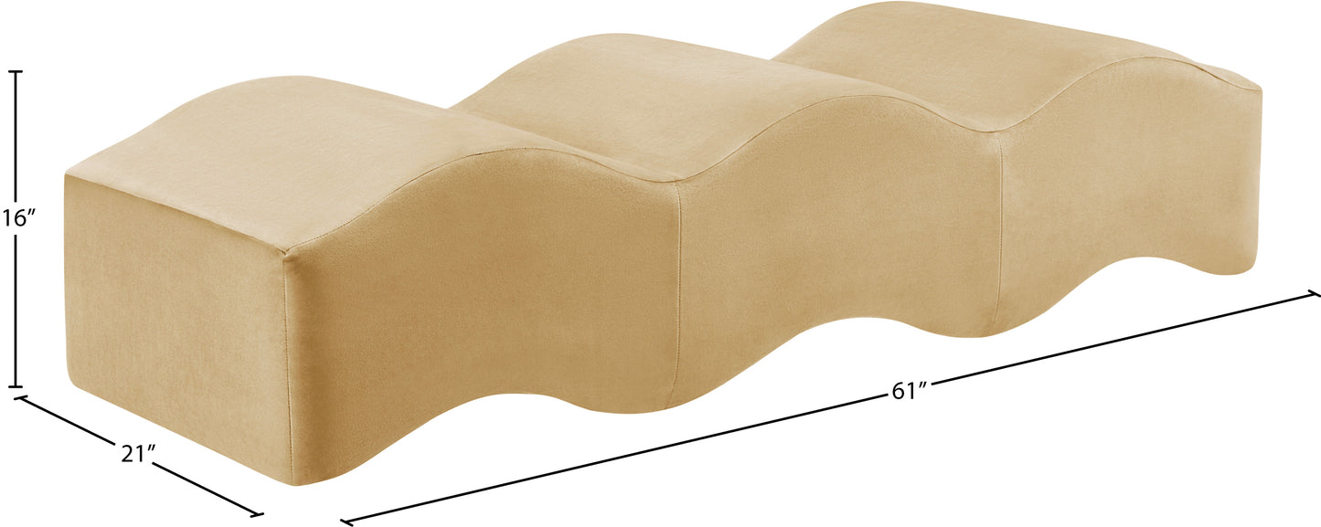 kinsley camel velvet bench