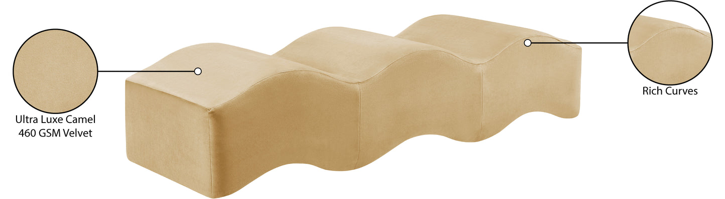 kinsley camel velvet bench