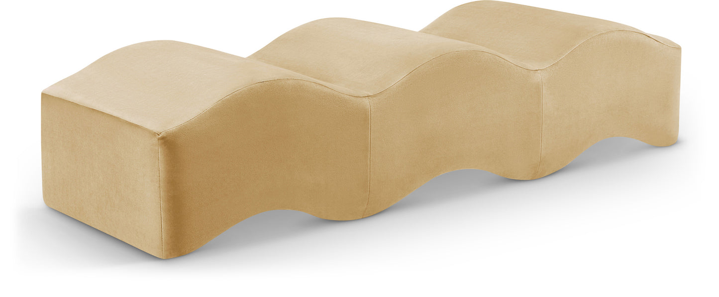 kinsley camel velvet bench