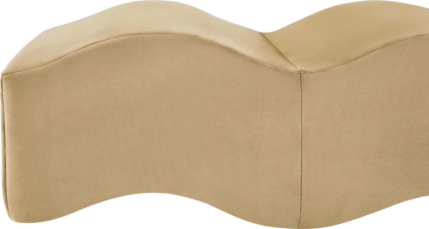 kinsley camel velvet bench