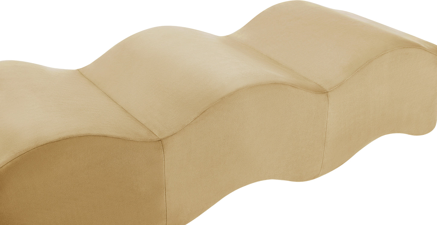 kinsley camel velvet bench