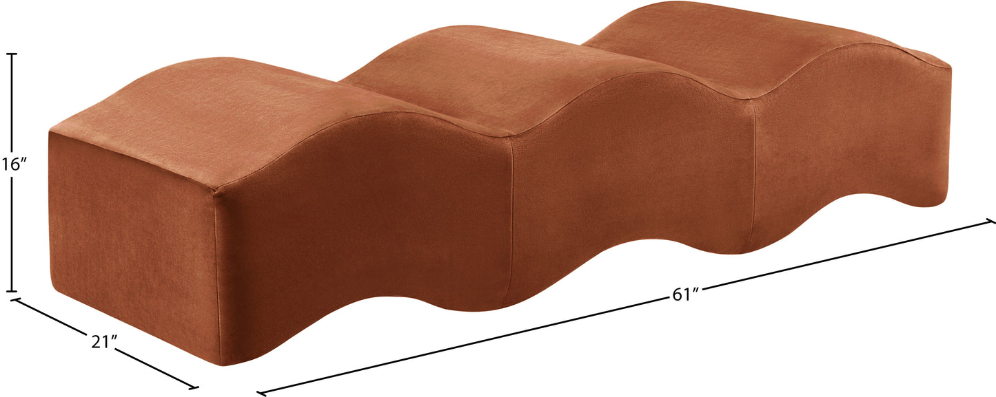 kinsley cognac velvet bench