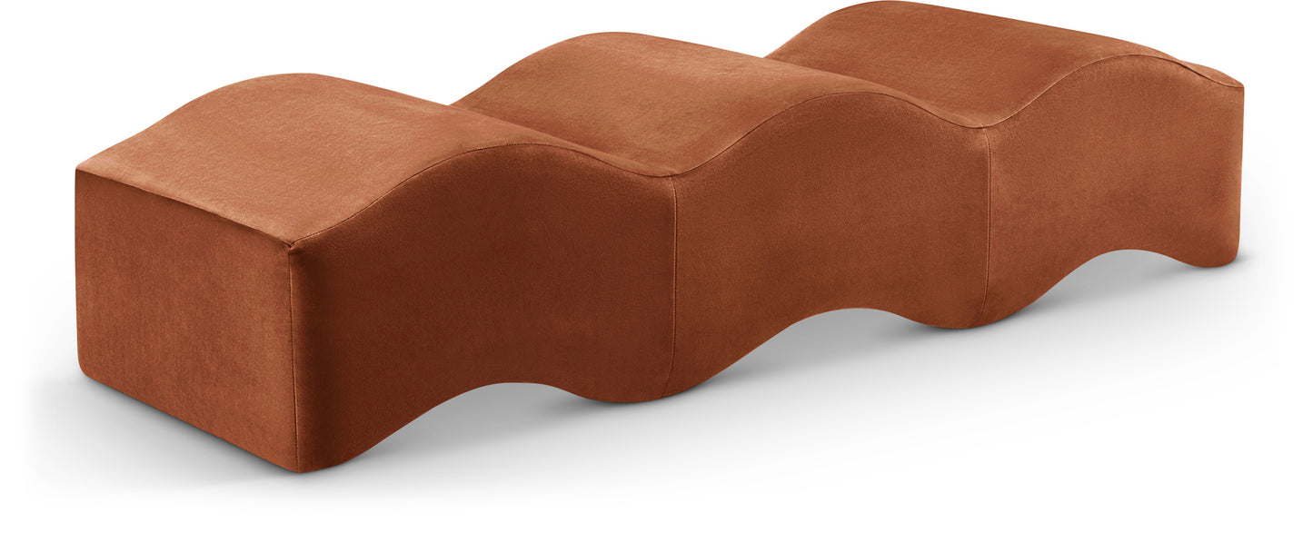 kinsley cognac velvet bench