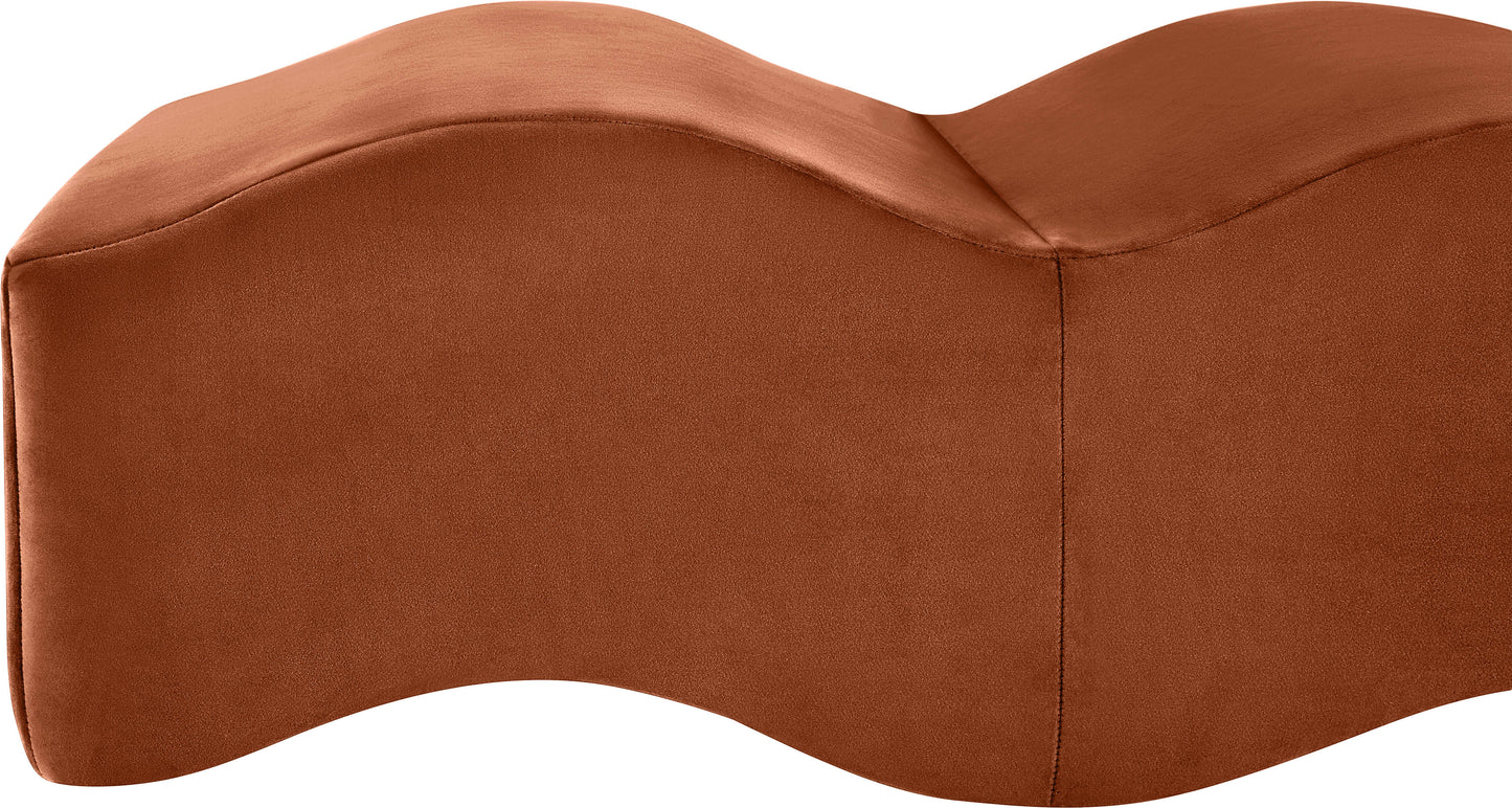 kinsley cognac velvet bench