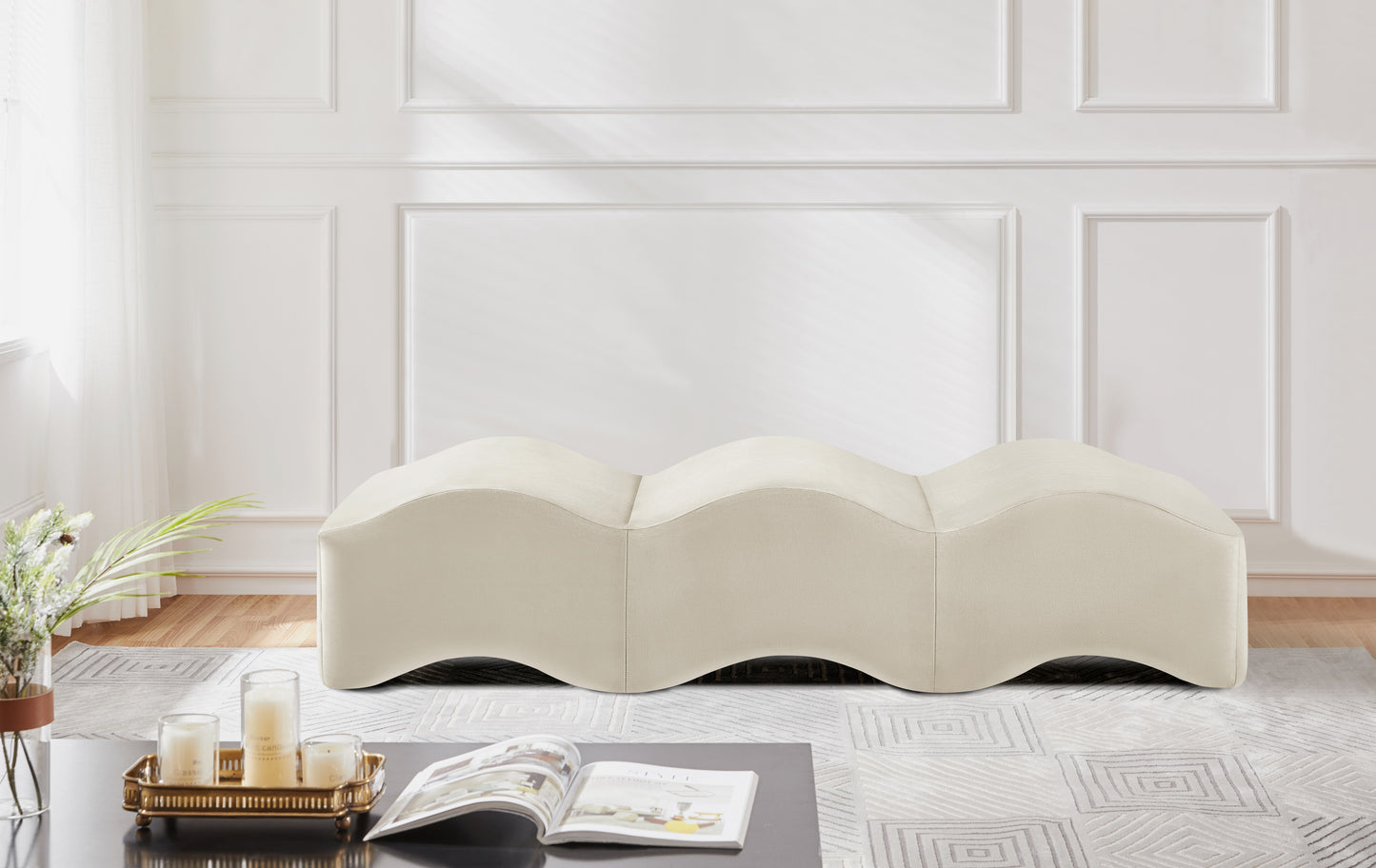 kinsley cream velvet bench