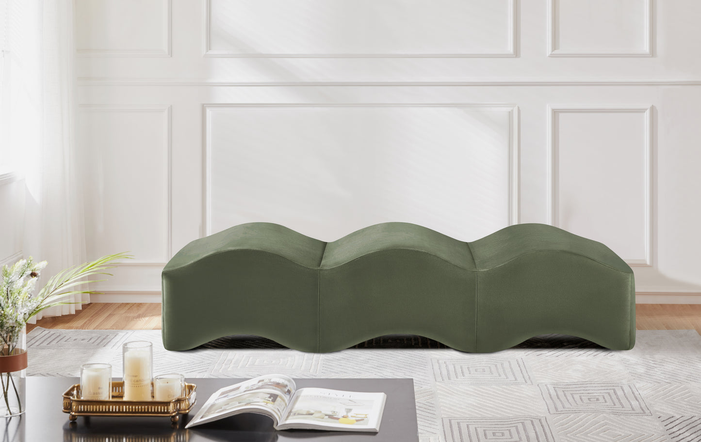 kinsley green velvet bench