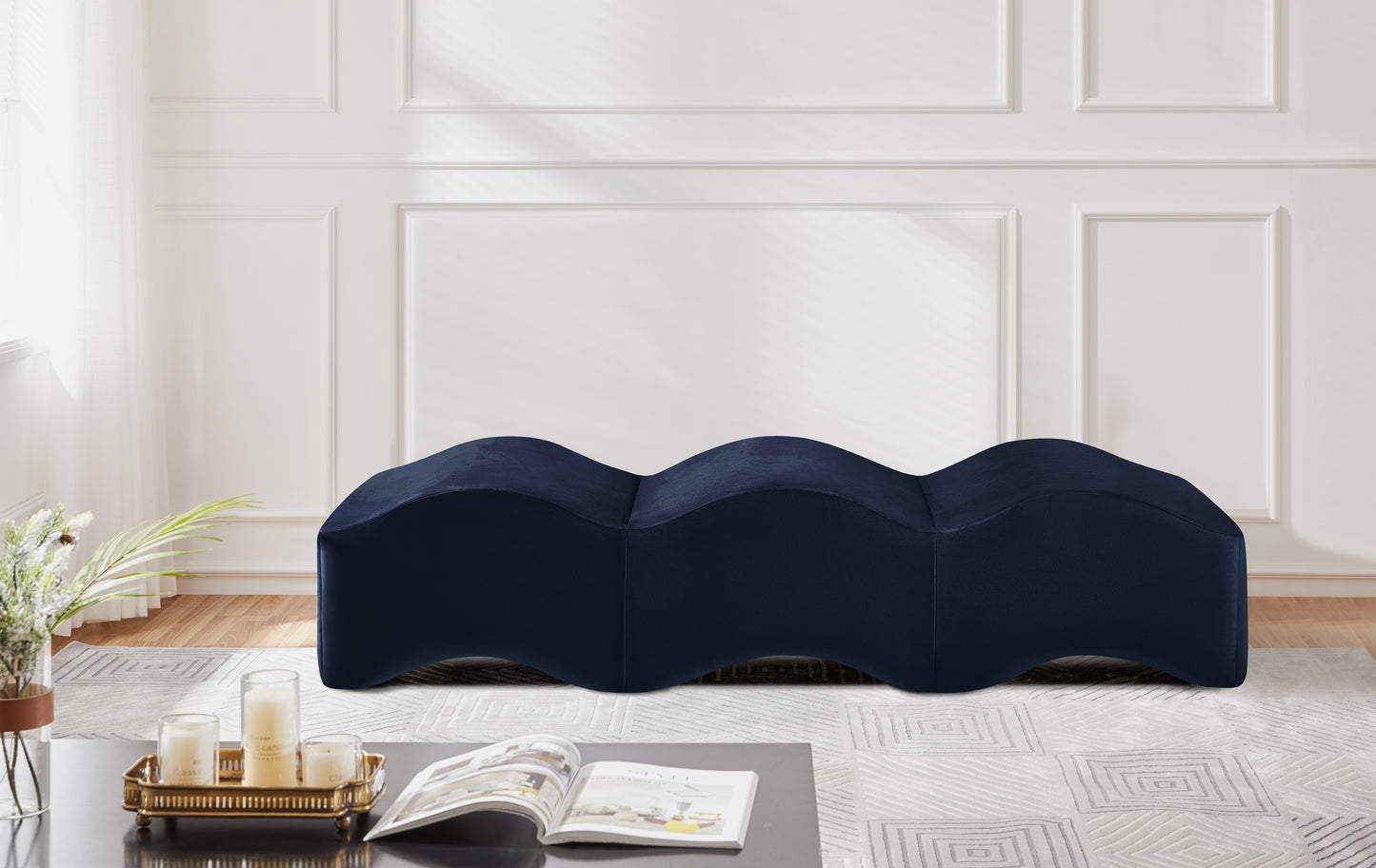 kinsley navy velvet bench