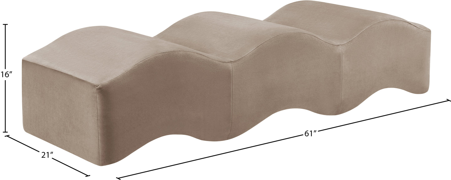 kinsley taupe velvet bench