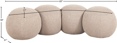 Mira Beige Boucle Fabric Upholstered Bench, 1 Piece