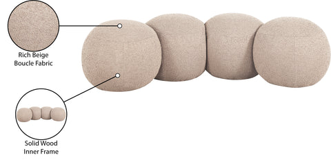 Mira Beige Boucle Fabric Upholstered Bench, 1 Piece