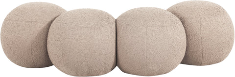 Mira Beige Boucle Fabric Upholstered Bench, 1 Piece