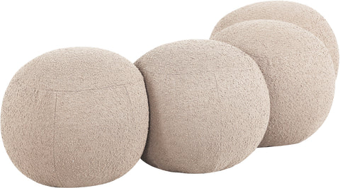 Mira Beige Boucle Fabric Upholstered Bench, 1 Piece