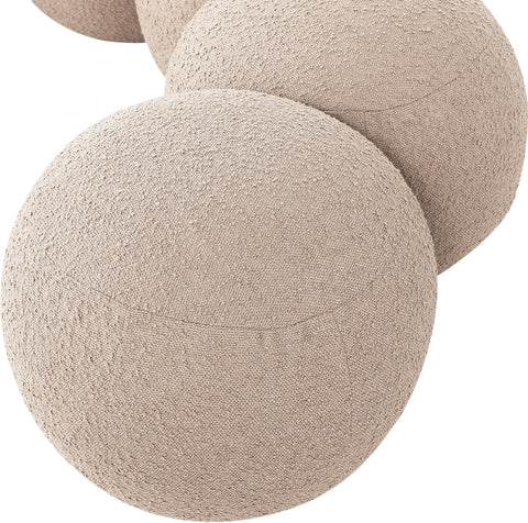 Mira Beige Boucle Fabric Upholstered Bench, 1 Piece
