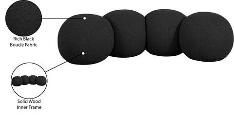 Mira Black Boucle Fabric Upholstered Bench, 1 Piece