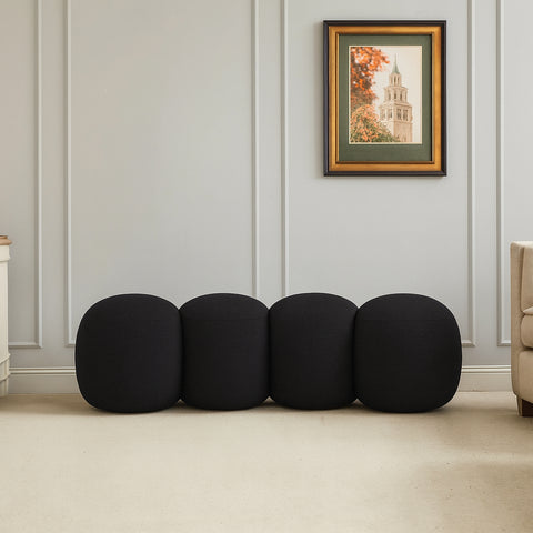 Mira Black Boucle Fabric Upholstered Bench, 1 Piece