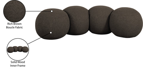 Mira Brown Boucle Fabric Upholstered Bench, 1 Piece