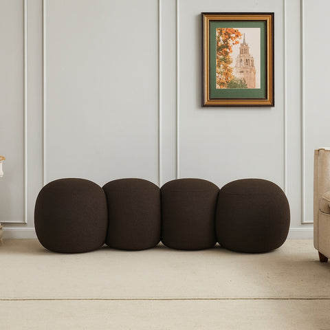 Mira Brown Boucle Fabric Upholstered Bench, 1 Piece