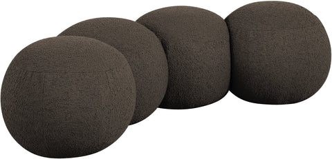 Mira Brown Boucle Fabric Upholstered Bench, 1 Piece