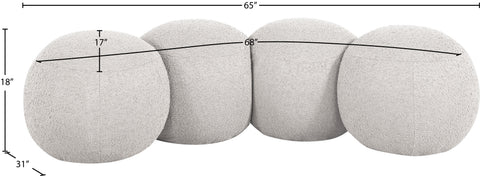 Mira Cream Boucle Fabric Upholstered Bench, 1 Piece