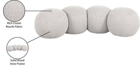 Mira Cream Boucle Fabric Upholstered Bench, 1 Piece