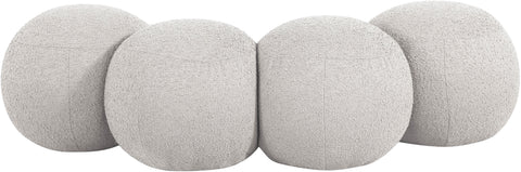 Mira Cream Boucle Fabric Upholstered Bench, 1 Piece