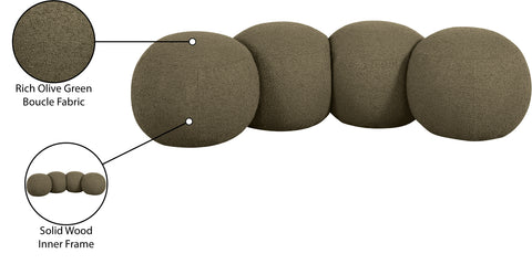 Mira Olive Boucle Fabric Upholstered Bench, 1 Piece