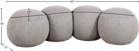 Mira Taupe Boucle Fabric Upholstered Bench, 1 Piece