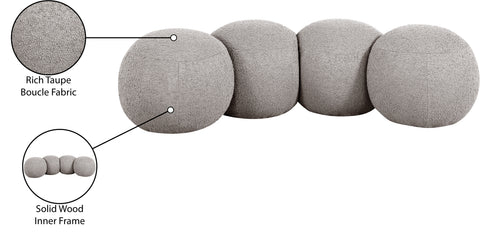 Mira Taupe Boucle Fabric Upholstered Bench, 1 Piece
