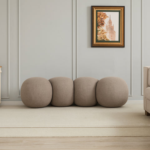 Mira Taupe Boucle Fabric Upholstered Bench, 1 Piece