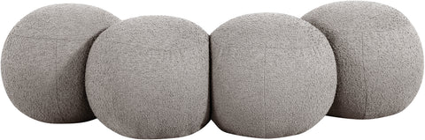 Mira Taupe Boucle Fabric Upholstered Bench, 1 Piece