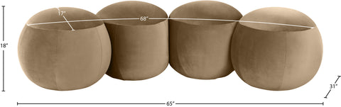 Mira Beige Velvet Upholstered Bench, 1 Piece