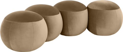 Mira Beige Velvet Upholstered Bench, 1 Piece