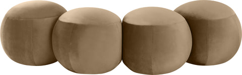 Mira Beige Velvet Upholstered Bench, 1 Piece