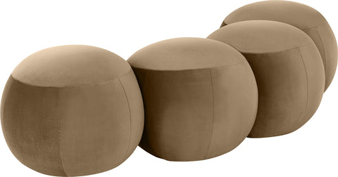 Mira Beige Velvet Upholstered Bench, 1 Piece