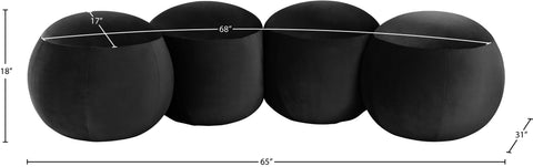 Mira Black Velvet Upholstered Bench, 1 Piece