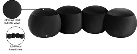 Mira Black Velvet Upholstered Bench, 1 Piece