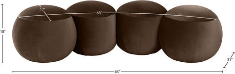 Mira Brown Velvet Upholstered Bench, 1 Piece