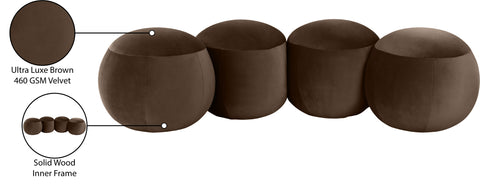 Mira Brown Velvet Upholstered Bench, 1 Piece
