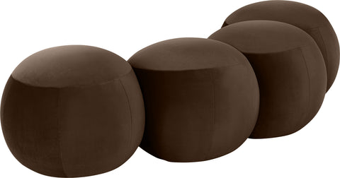 Mira Brown Velvet Upholstered Bench, 1 Piece