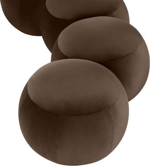 Mira Brown Velvet Upholstered Bench, 1 Piece