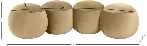 Mira Camel Velvet Upholstered Bench, 1 Piece